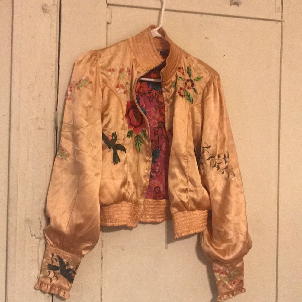 Free People polyester embroidered jacket